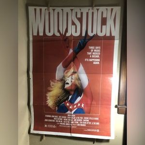 Vintage 1970 Red Woodstock Original One Sheet Movie Documentary Poster 41x27